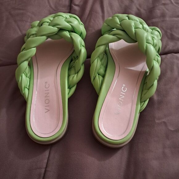 Vionic Sandals Women's 7.5 Green Braided Faux Leather Kalina Vibrant Summer - Picture 15 of 15